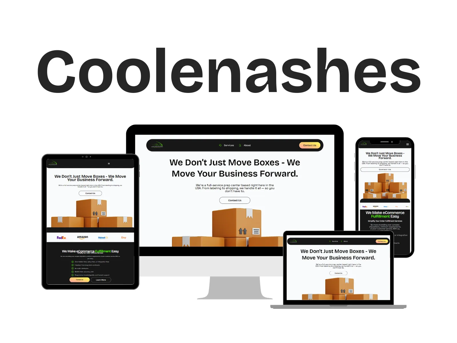 eCommerce Prep Center Website for Coolenashes